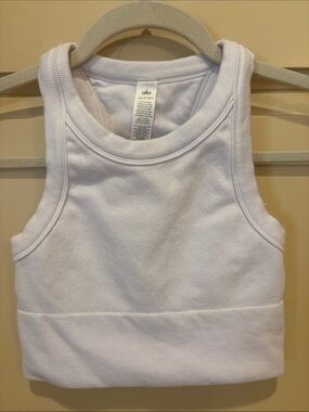 Alo Seamless Delight White Ribbed High Neck Bra